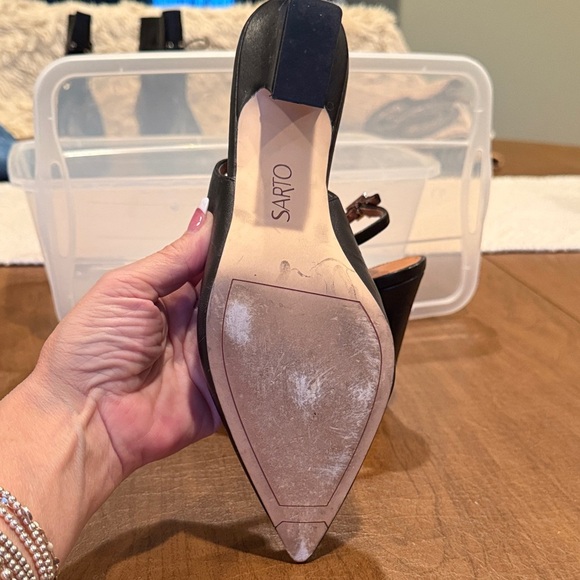 EUC Franco Sarto Sophie Black Slingbacks SZ 9 100% Leather - Picture 6 of 16